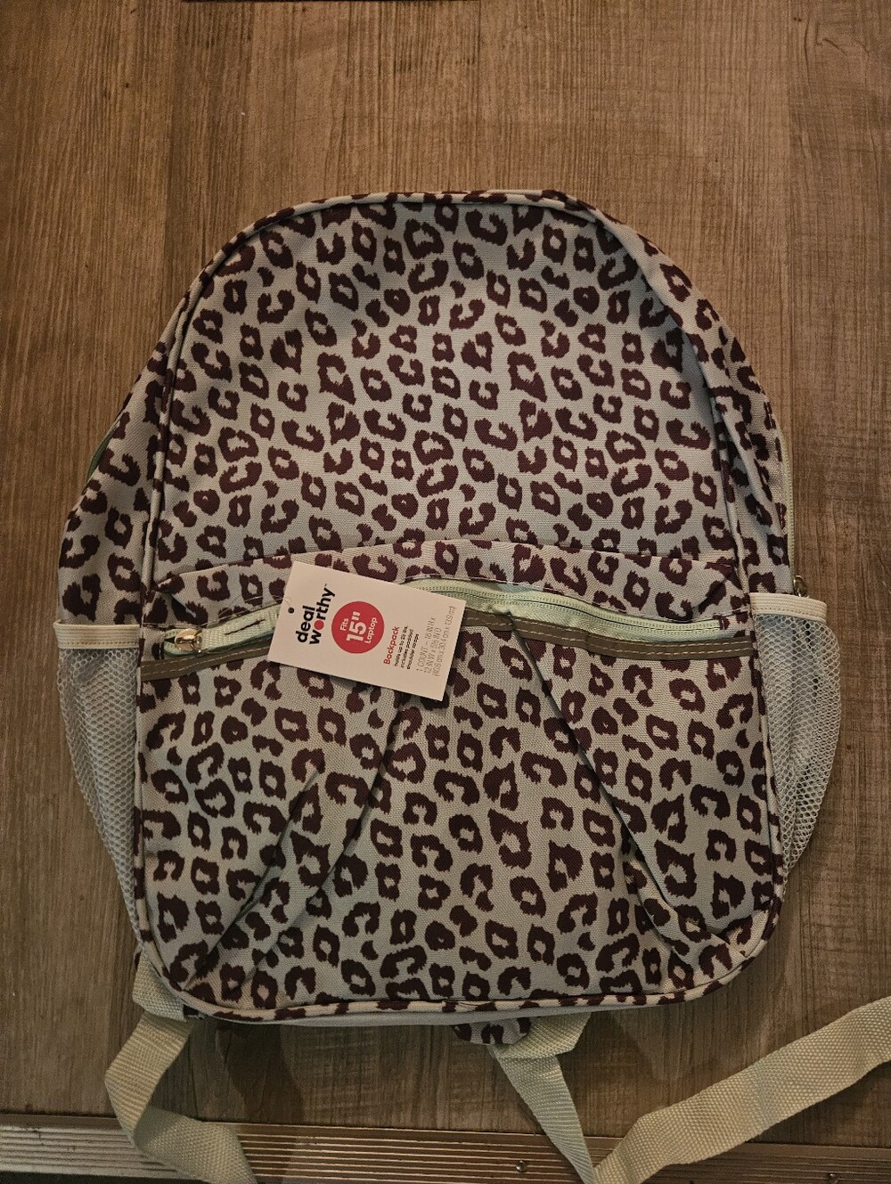Leopard Print Backpack in Cream and Brown